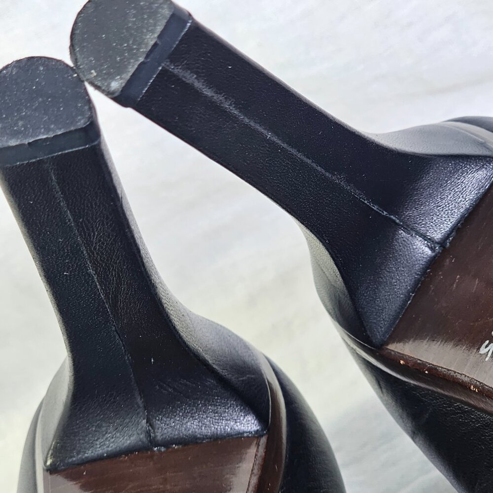 Vintage Gucci 4.5” Block Heel Stacked Platform Pump IT38.5 Black Brown - Picture 8 of 15